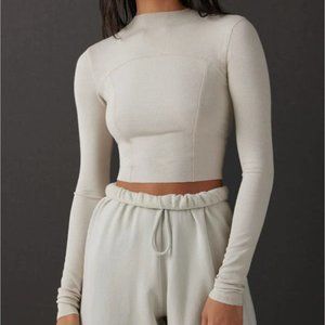 JOAH BROWN CONTRAST STITCH LONG SLEEVE TOP Dune